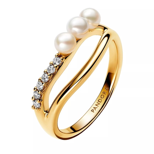 Pandora Ring 14k Gold-plated ring with treated freshwater cultu White