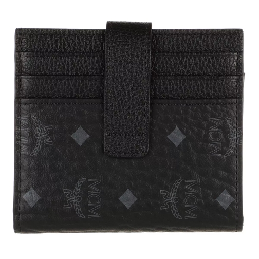 MCM Visetos Leather Mix Bi Fold Card Wallet Mini Black Bi-Fold Portemonnee