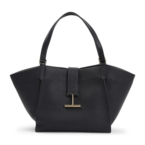 Tom Ford Black Calf Leather Medium Tote Bag Black Sac à bandoulière