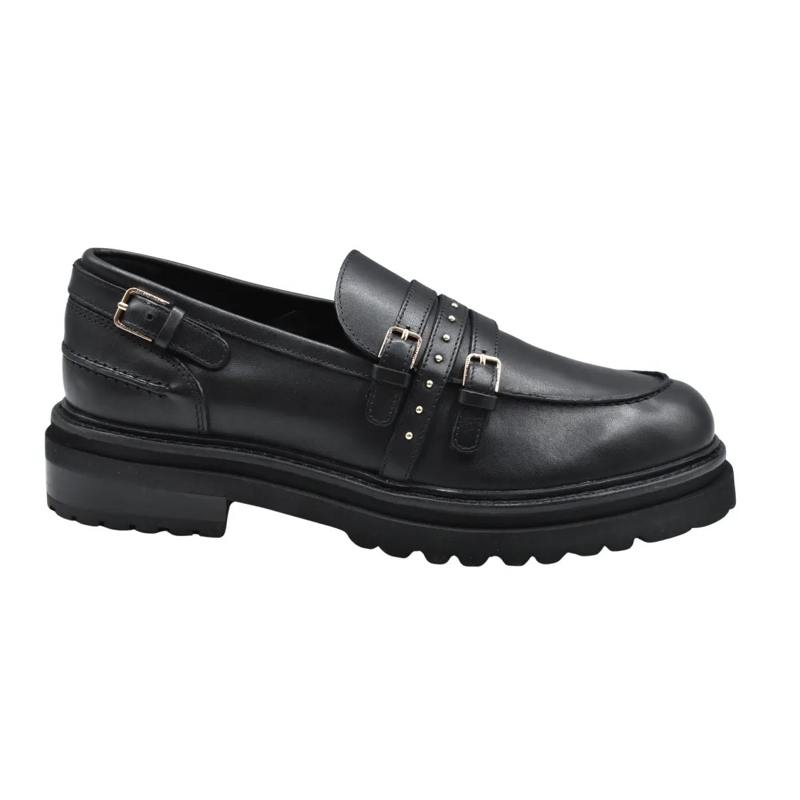 Janet & Janet Ballerinas Platform Flats With Buckle Accents Black