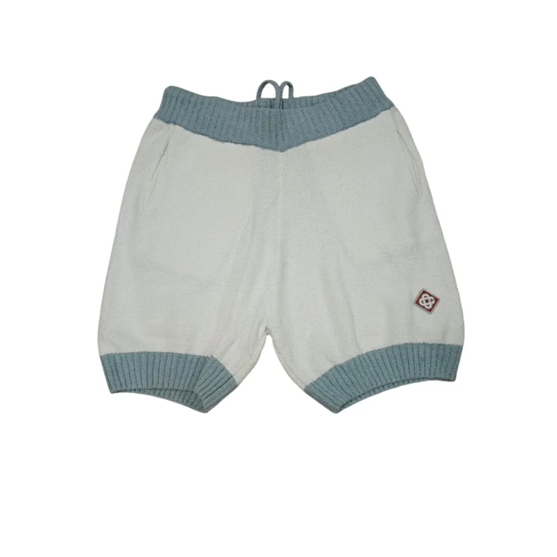 Casablanca Casual Shorts Relaxed Fit Ecru Boxers With Light Blue Accents White