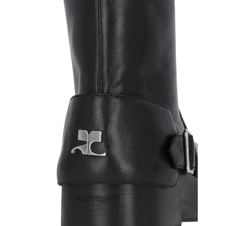 ブーツその他 Courreges Americana Strappy Boots In Black Hammered Leather Courreges 424 Oblique-Strap Ankle Boots | Saks Fifth Avenue