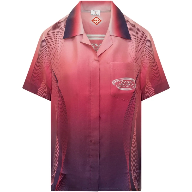 Casablanca Bluse Camicia con Collo Aperto e Stampa Sfumata rose