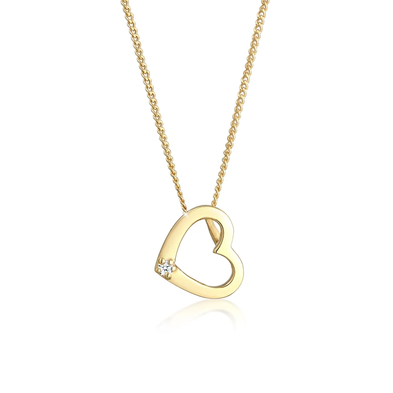 Elli Mittellange Halskette Halskette Herz Liebe Diamant (0.015 ct.) Love 585  gold