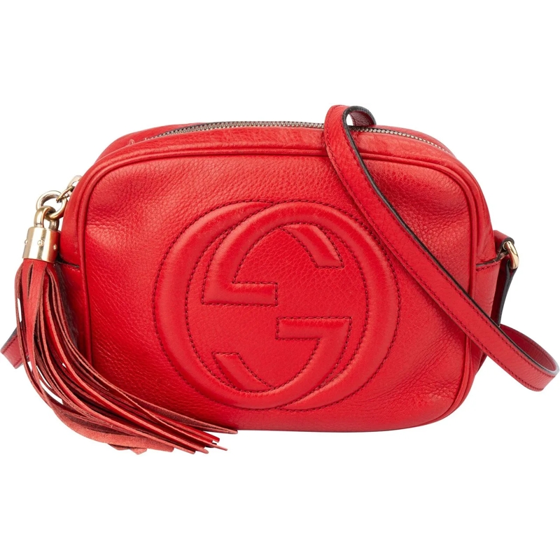 Gucci Sac à bandoulière Gucci Red Leather Soho GG Crossbody Bag rot