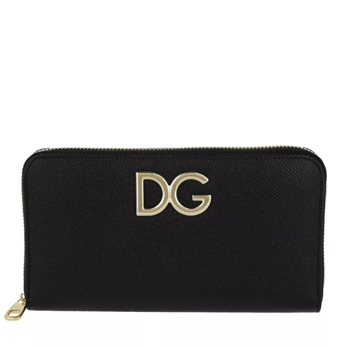 Dolce&Gabbana Small Zip Around Wallet Print/Black Portemonnaie mit Zip-Around-Reißverschluss