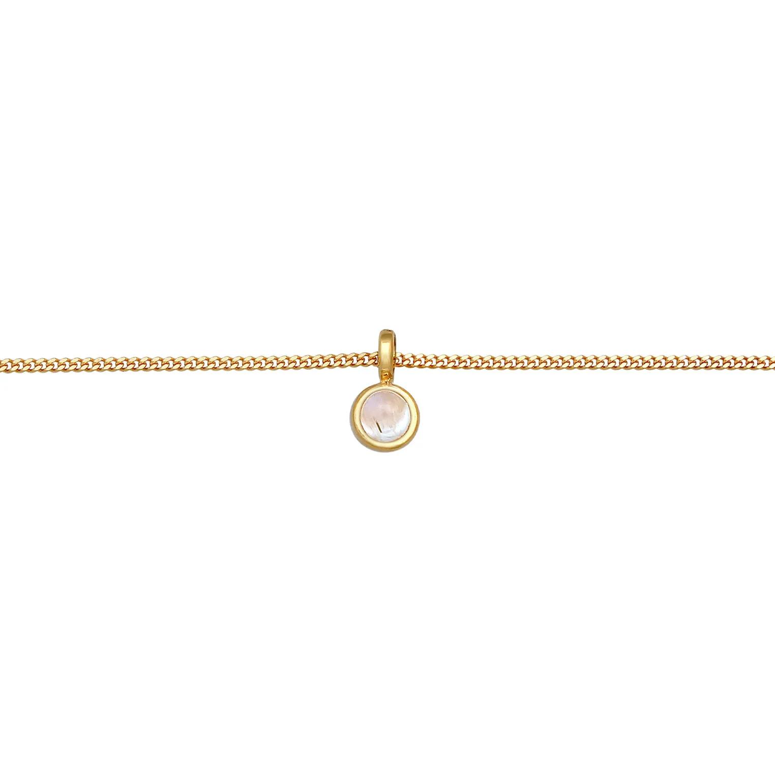 Elli Halsketten - Halskette Choker Mondstein Solitär Anhänger 585 Ge - Gr. unisize - in Gold - für Damen