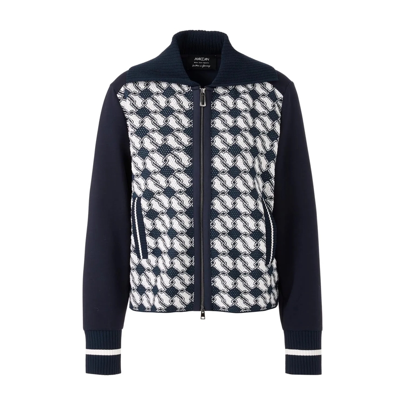Marc Cain Vest Feinstrickjacke mit Muster Dunkelblau