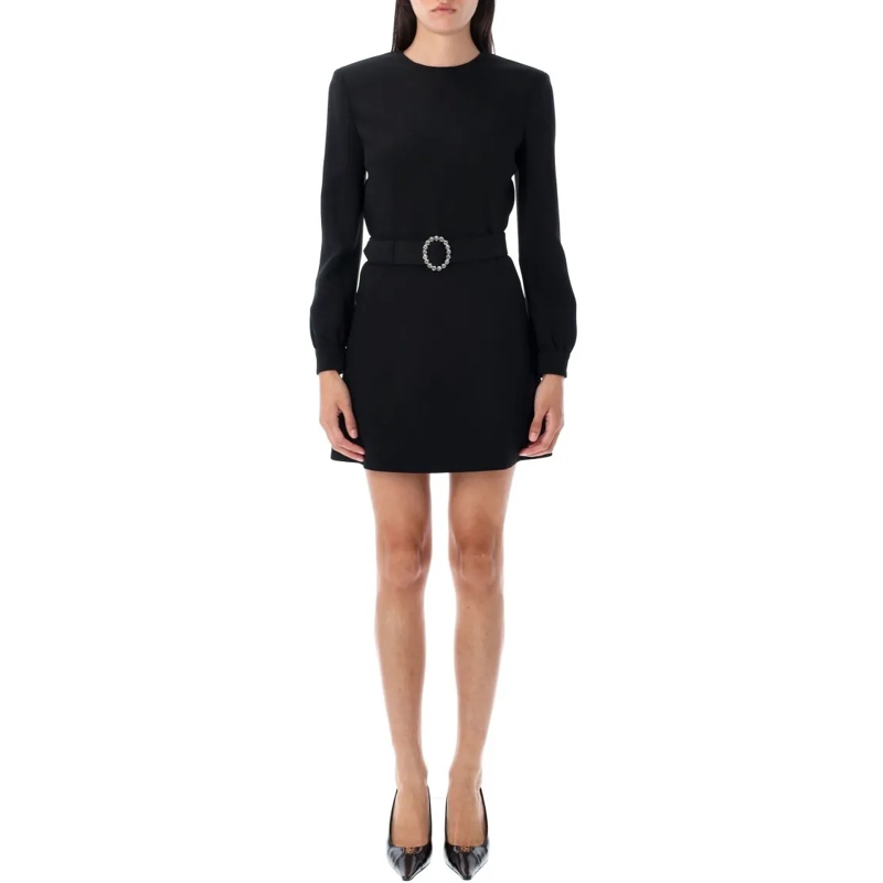 Saint Laurent Mini-jurk Sable Satin Backless Mini Dress Black