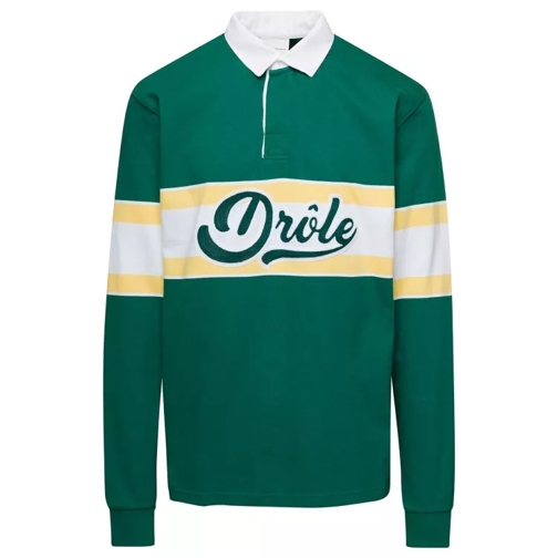 Drôle De Monsieur Green Long Sleeved Polo Shirt With Drole Print In  Green 