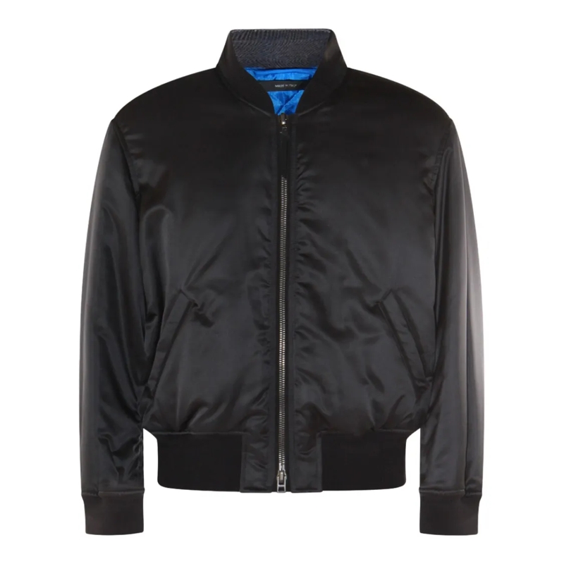 Tom Ford Bomberjacke Men's Grey Jacket With Ribbed Trim Black