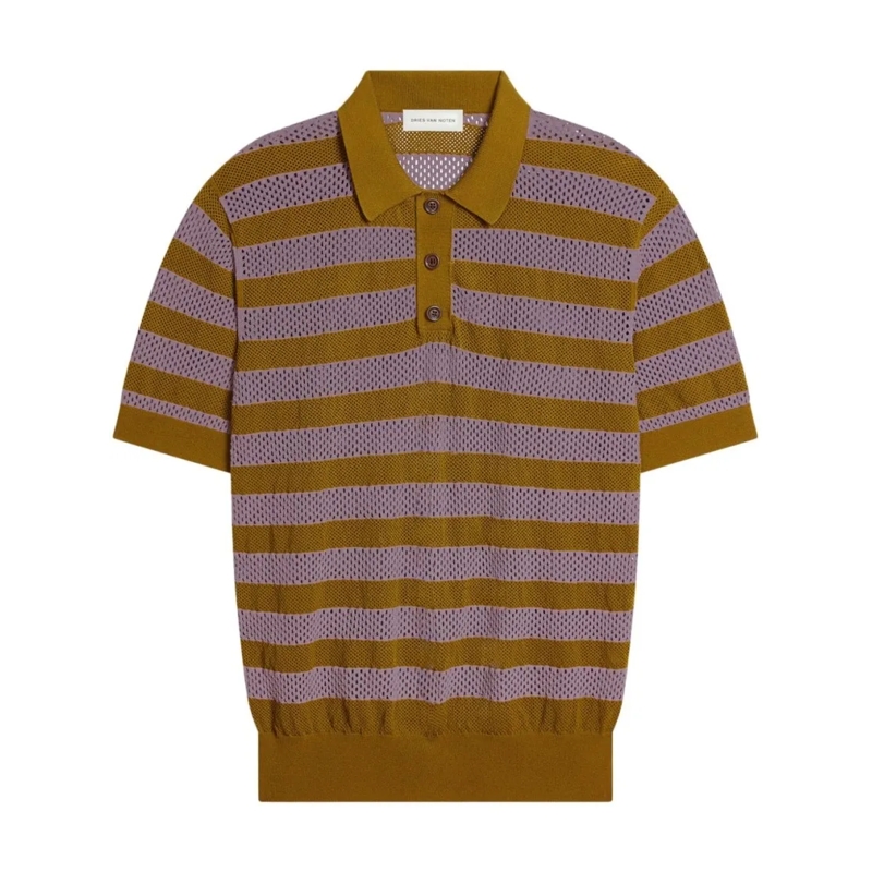 Dries Van Noten Pullover Front Button Polo Collar Sweater Orange