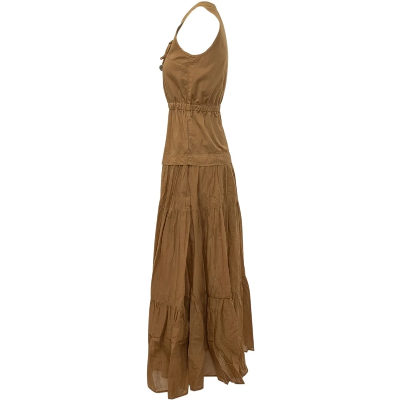 Pinko Maxikleid Abito Casarsa con Scollo a V e Volant beige(Image 3)