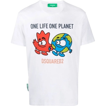 DSQUARED2 Tシャツ ONE LIFE ONE PLANET Dsquared2 One Life One Planet Logo T-shirt weiß