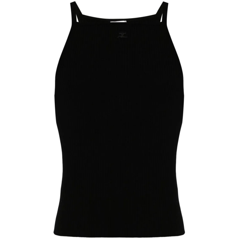Courrèges T-shirt Ribbed Knit Top Black
