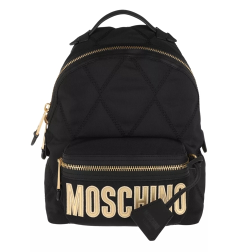 Moschino Quilted Zip Backpack Fantasy Print Black Backpack