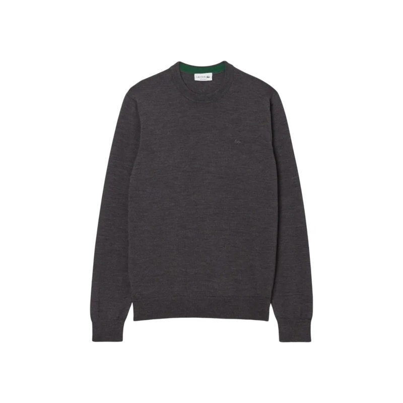Lacoste Pull Merino Wool Sweater With Ribbed Finishes Black