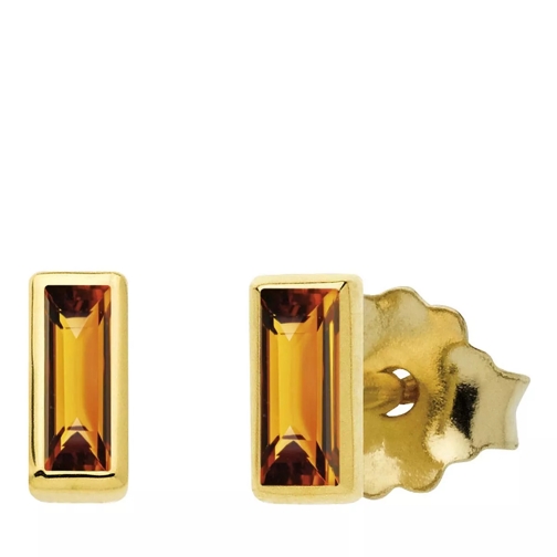 Indygo Seoul Earrings Citrine Yellow Gold Stud