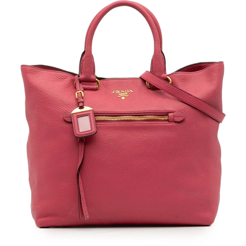 Prada Schultertasche Vitello Daino Open Convertible Tote rose