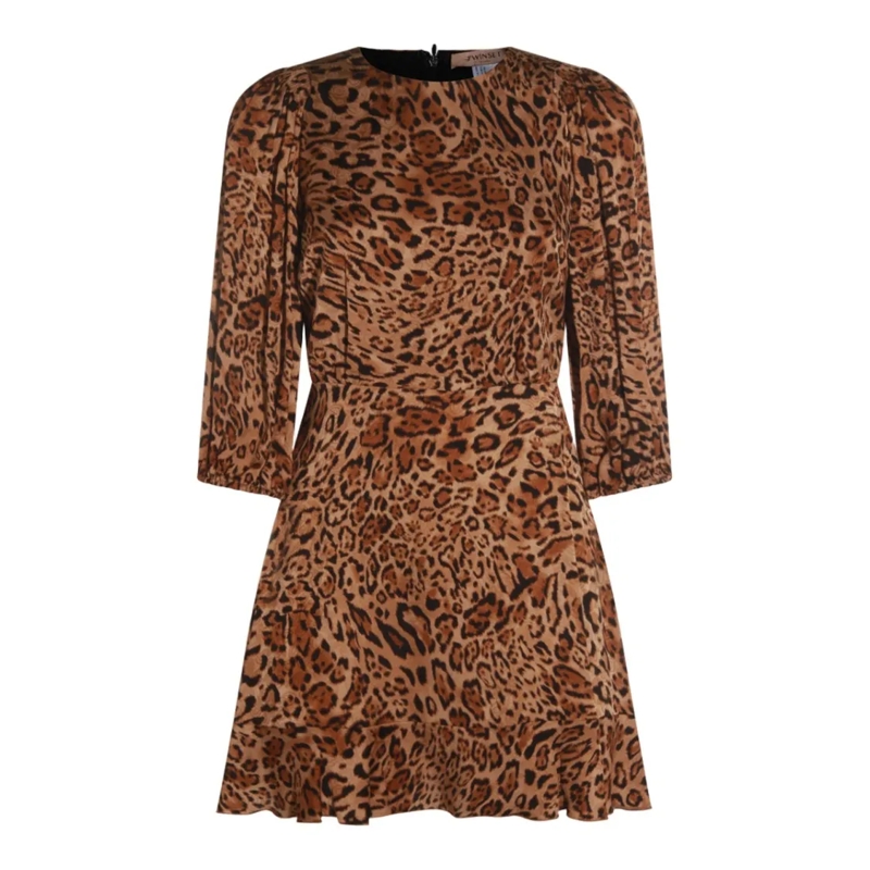 Twin-Set Minikleid Fitted Leopard Print Mini Dress Brown