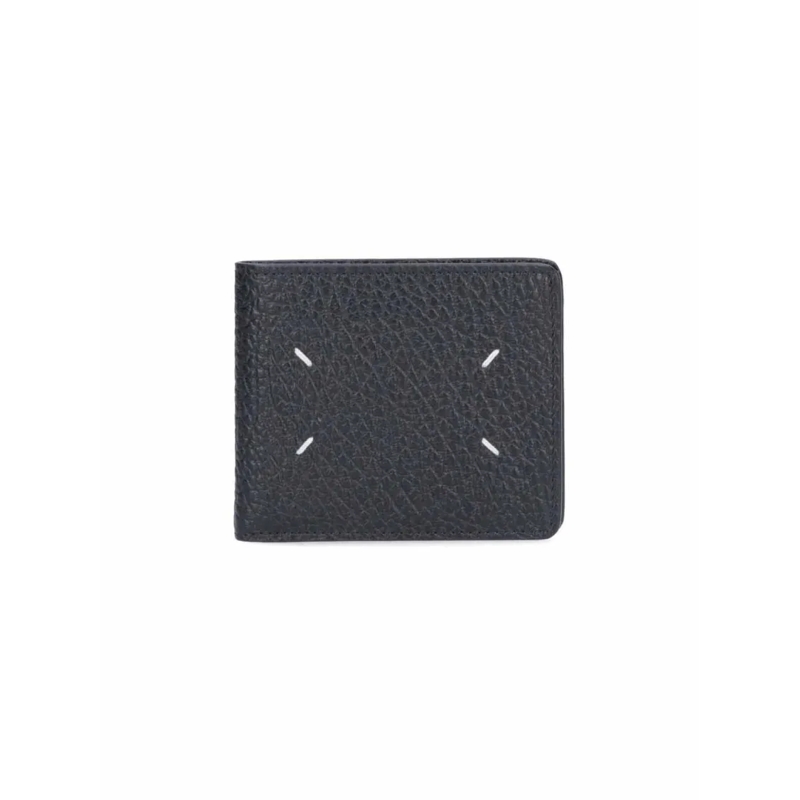 Maison Margiela Geldbörse Textured Black Calfskin Bi-Fold Wallet Black