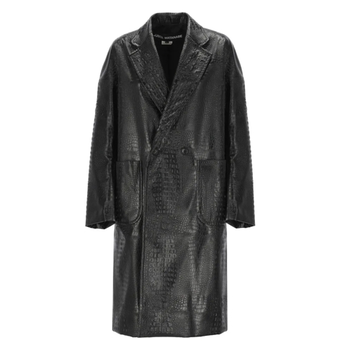 Junya Watanabe Übergangsmäntel Synthetic Leather Double Breasted Coat Black