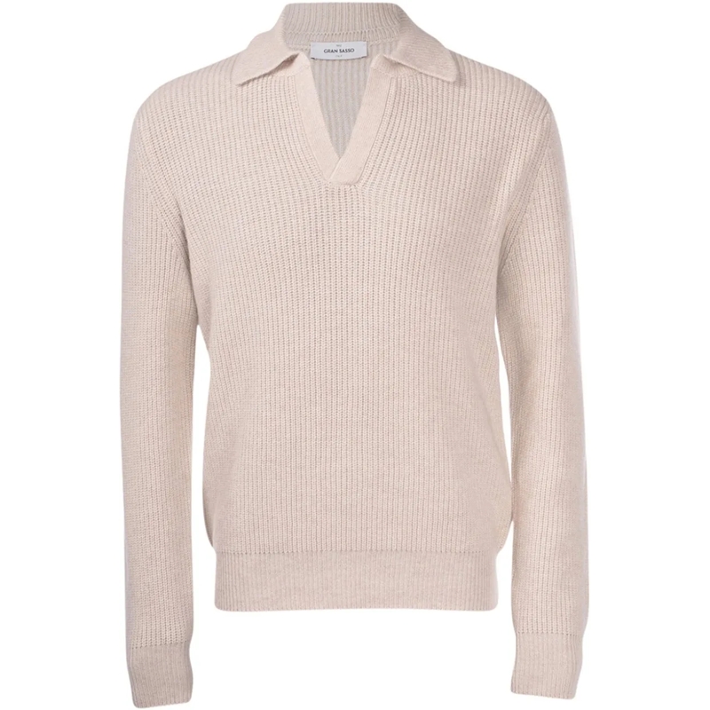 Gran Sasso Polohemd Rib knit skipper polo beige