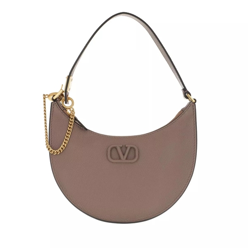 Valentino Garavani Mini V-Logo Signature Hobo Bag Leather Clay Hobotas