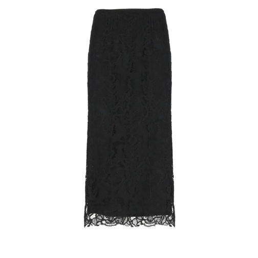 Fabiana Filippi Black Lace Skirt Black Midi-kjolar