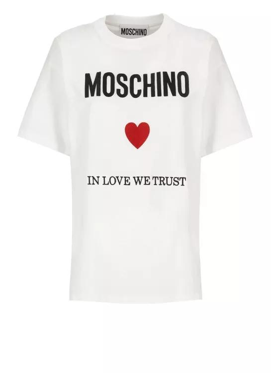 Moschino - In Love We Trust T-Shirt - Größe 38 - white