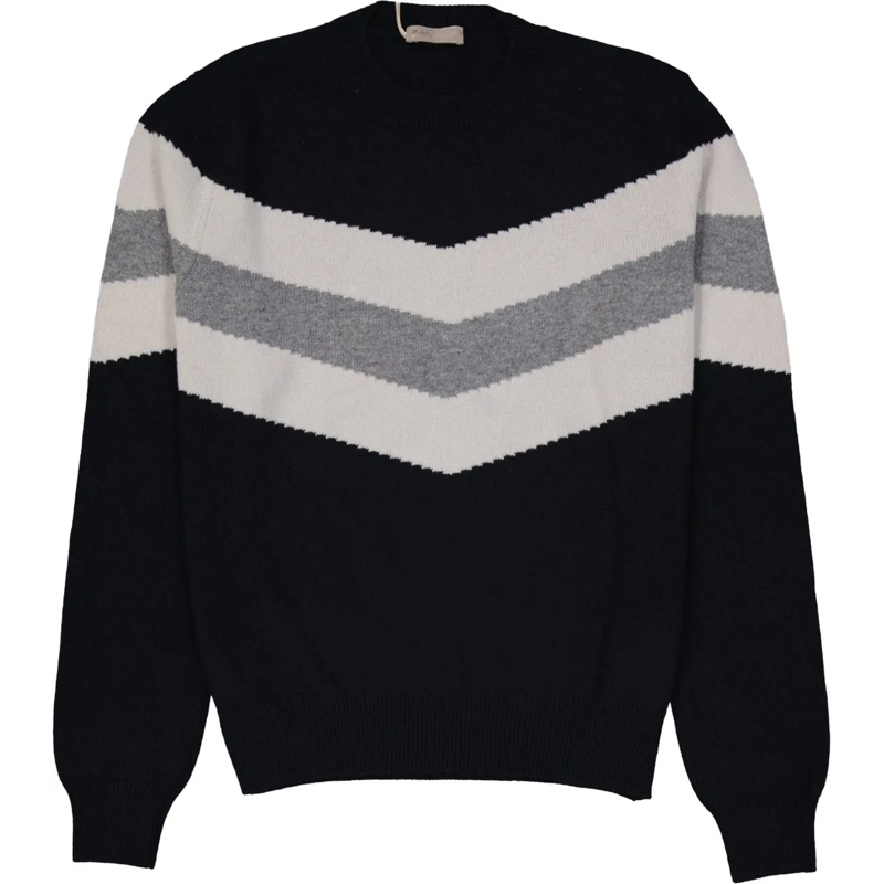 Herno T-Shirt Herno  zigzag-stripe sweater blau