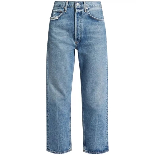 Agolde 90S Crop Straight-Leg Denim Jeans Blue 