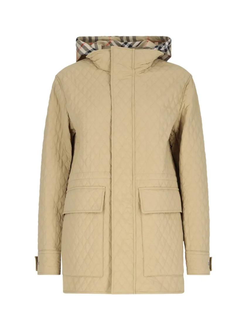 Thumbnail - Burberry - Technical "Check" Jacket – Beige - Größe L - beige