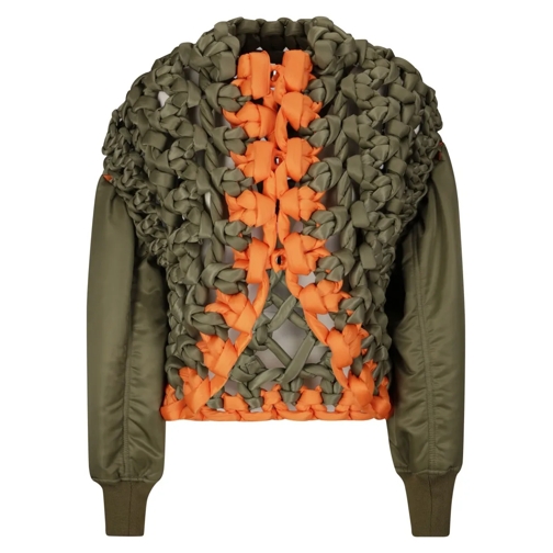 Comme des Garcons Bomberjacken Bomber Jacket In Woven Fabric Front And Back Green