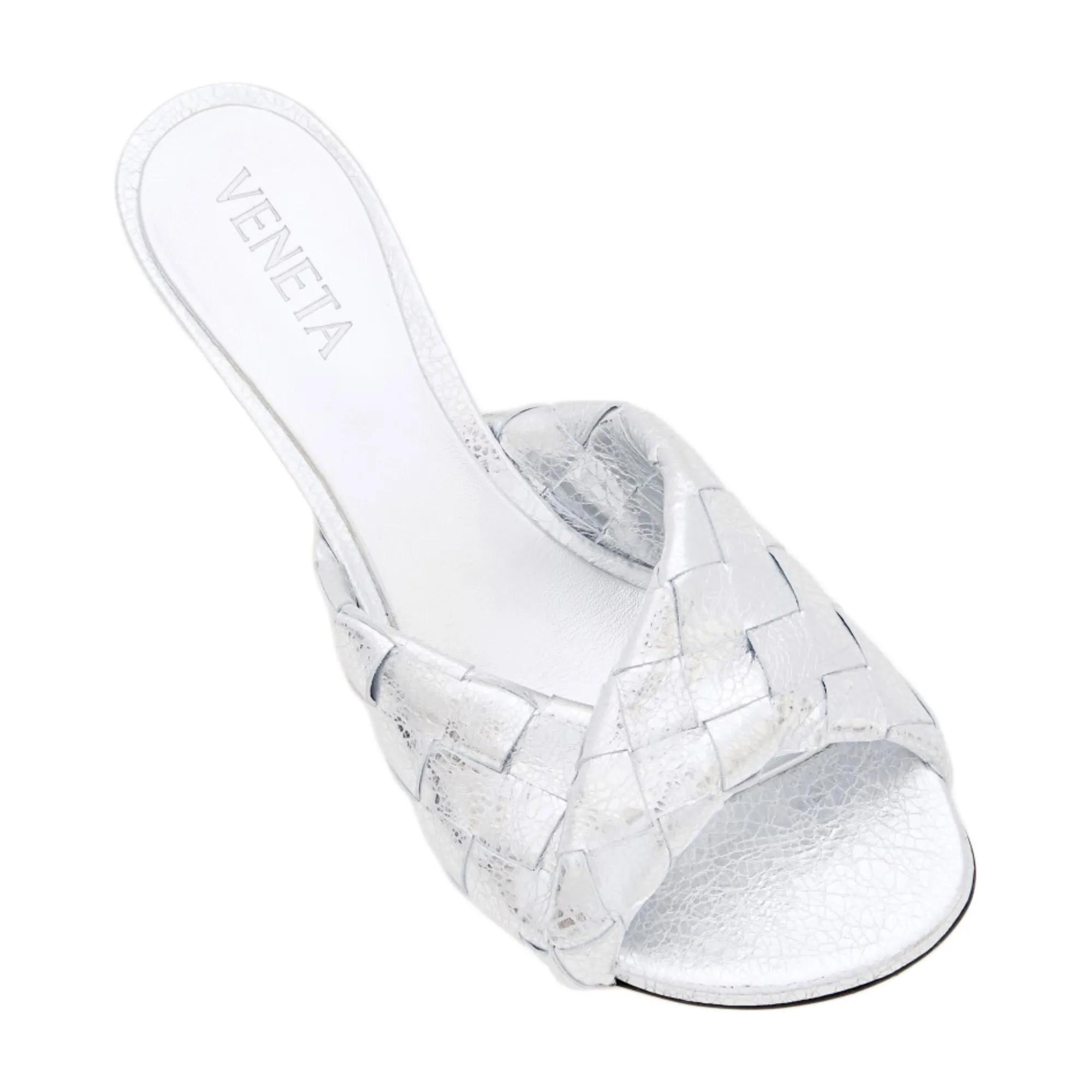 Bottega Veneta Sandalen Mule Blink Intreccio in zilver