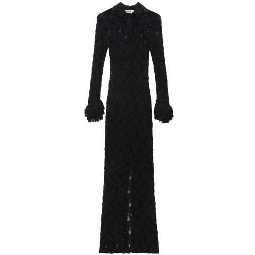 MSGM Abendkleider Black Floral Lace Long Dress Black