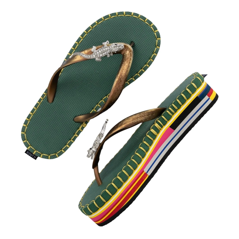 UZURII Flip Flops flip flop Crocodile Colorful Army dunkel-grün(Image 4)