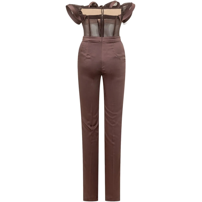Elisabetta Franchi Jumpsuit Tuta con Spalle Drappeggiate braun(Image 2)