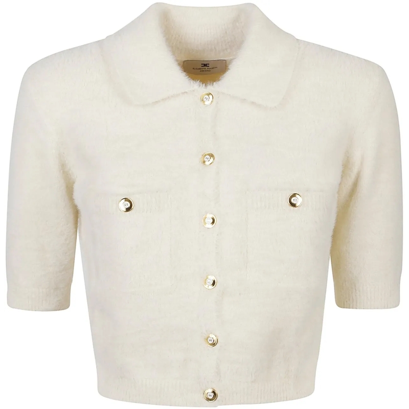 Elisabetta Franchi  Short Sleeve Tricot Mini Cardigan White weiß