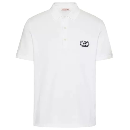Valentino Cotton Piqué Polo Shirt With Vlogo Signature Patch White Camicie