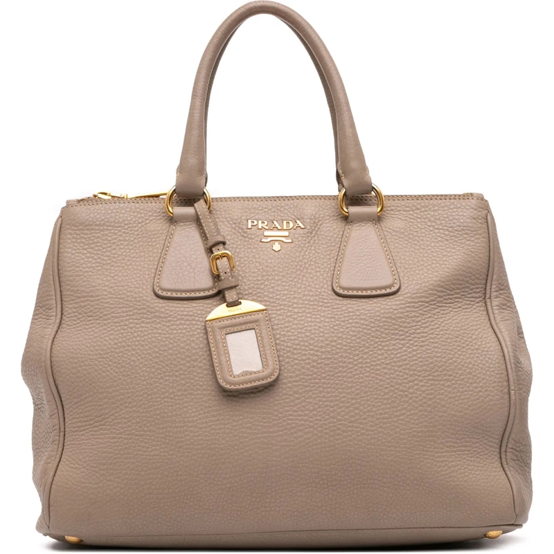 Prada Sac à bandoulière Vitello Daino Double Zip Convertible Tote braun