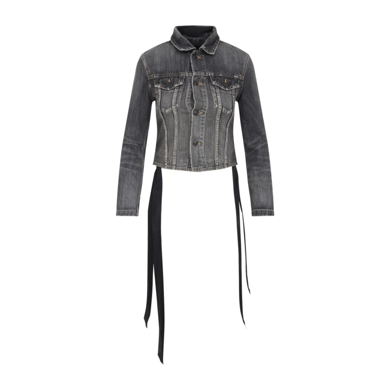 Balenciaga Jeansjacke Cropped Grey Cotton Jacket With Lace-Up Back Detai Grey