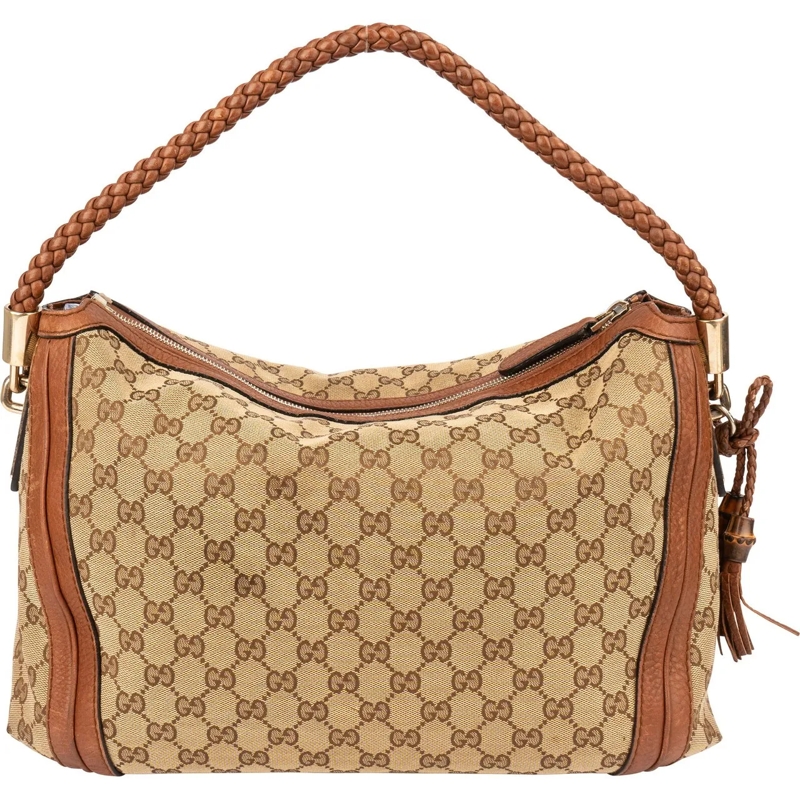 Gucci Schultertasche Gucci GG Monogram Bamboo Handbag braun