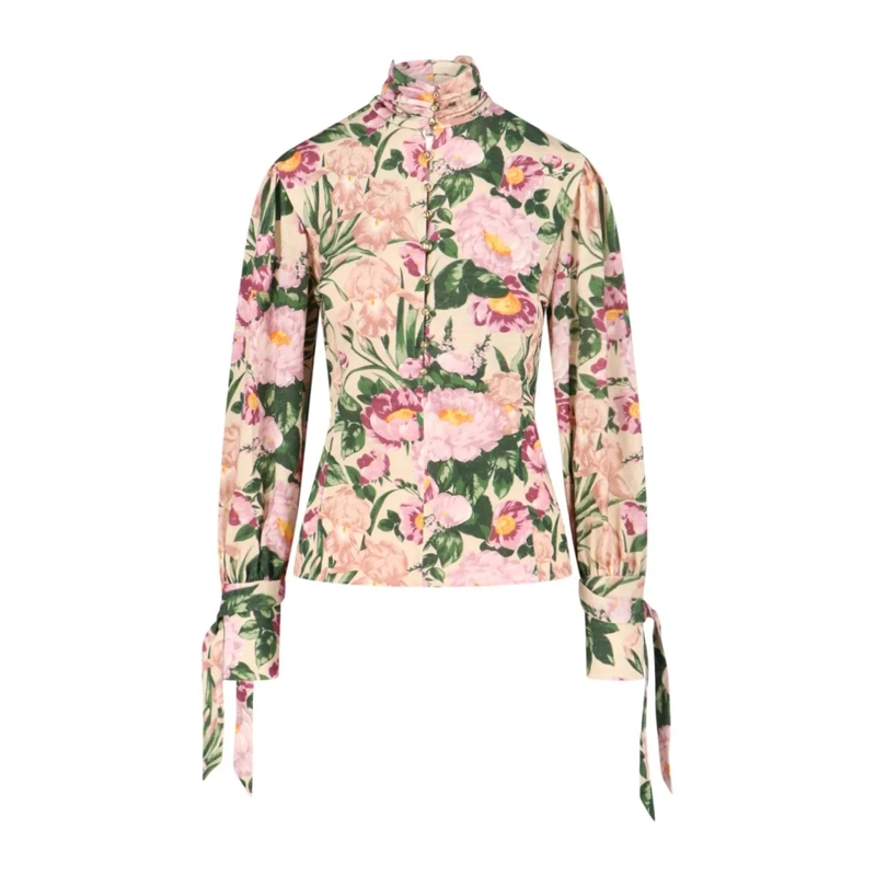 Chloé Chemise High-Neck Floral Print  Shirt Multicolor