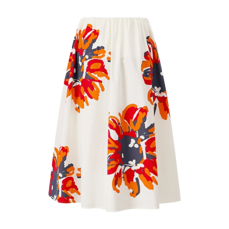 Herzensangelegenheit Maxirock Midirock mit Blumendesign weiß(Image 2)