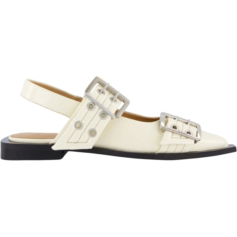 GANNI Ballerinas Dames Chunky Buckle Ballerina Wit weiß