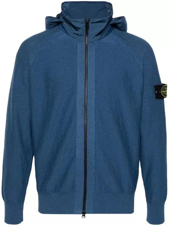 Stone Island - Compass-Badge Knitted Hoodie - Größe XXL - blue