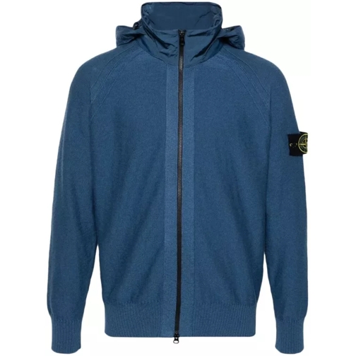 Stone Island Compass-Badge Knitted Hoodie Blue 