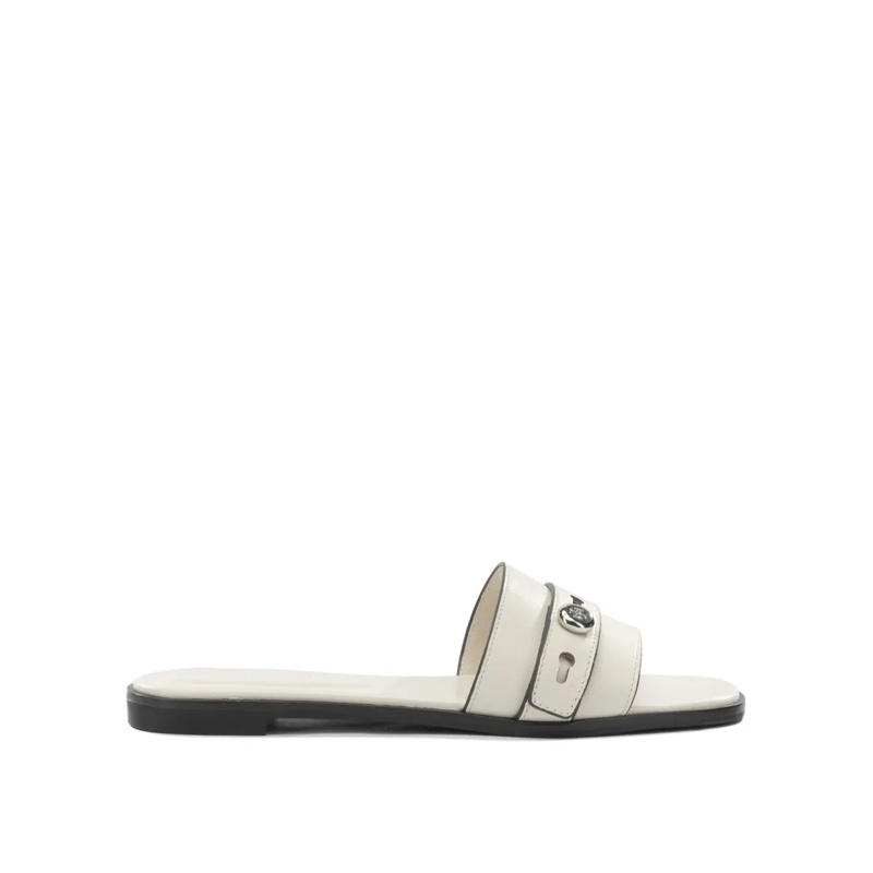 Tory Burch Sandales Goat Leather Sandals With Metallic Logo Detail Grey