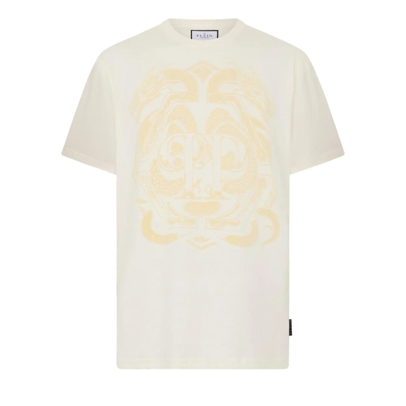 Philipp Plein T-Shirt Printed Round Neck T-Shirt Dragon weiss
